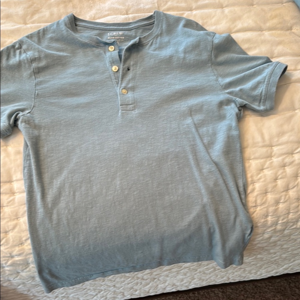 Light Blue Men's Henley Shirt by J. Crew